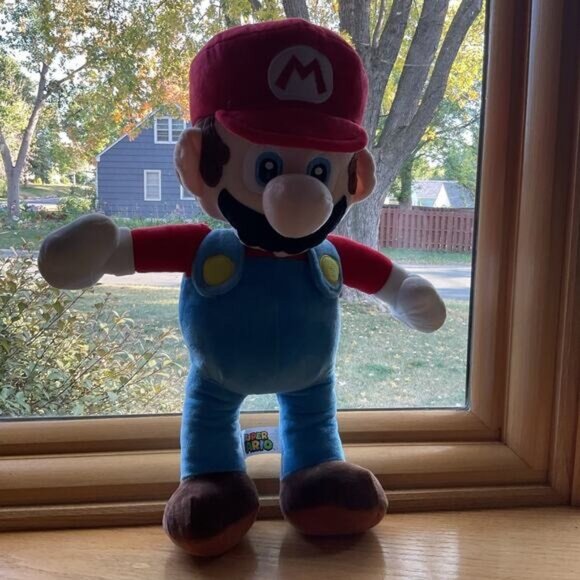 Super Mario Bros 18" Plush Toy Stuffed Figure Red Hat Blue Overalls Gamers Colle - Picture 1 of 4